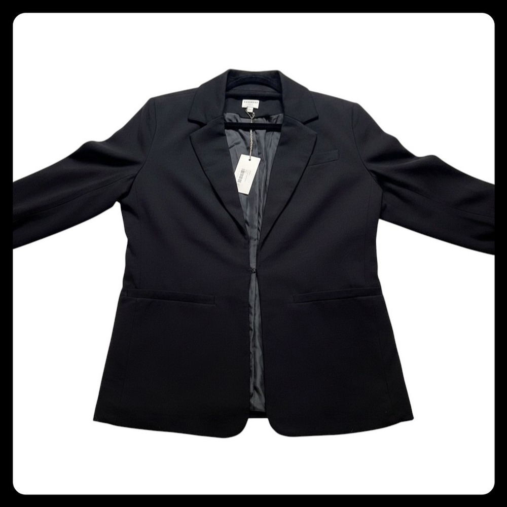 Ellison Blazer Women Small Black Notch Lapel Stretch Professional Career